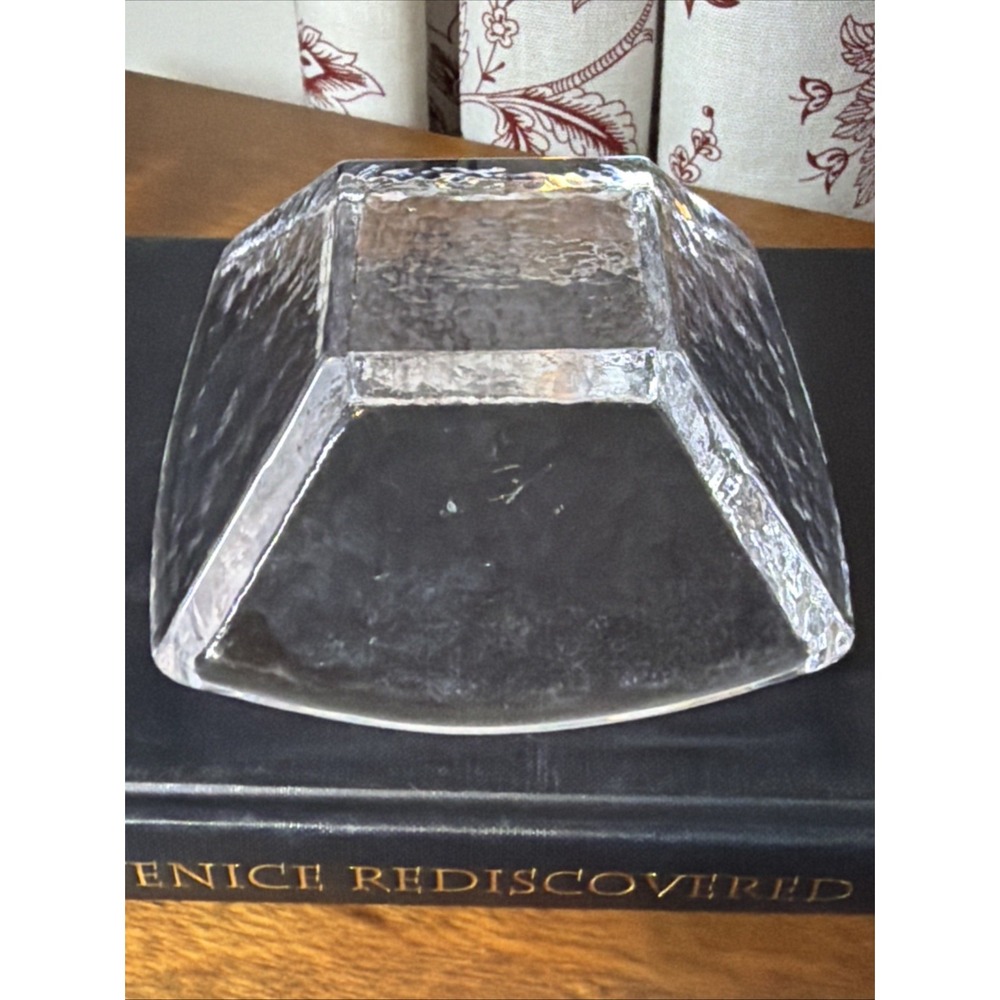 Simon Pearce Woodbury Bowl Ice Glass Hand Blown Minimalist Signed 6.25" Vintage - Picture 5 of 7
